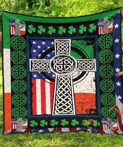Patrick Cross Irish Flag Quilt Blanket Bedding Set