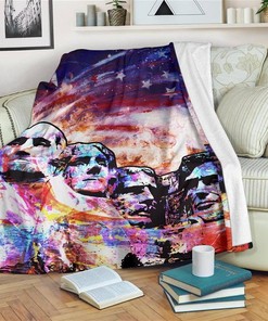 Patriot Day Mount Rushmore Sherpa Fleece Blanket Gifts for Family, for Couple