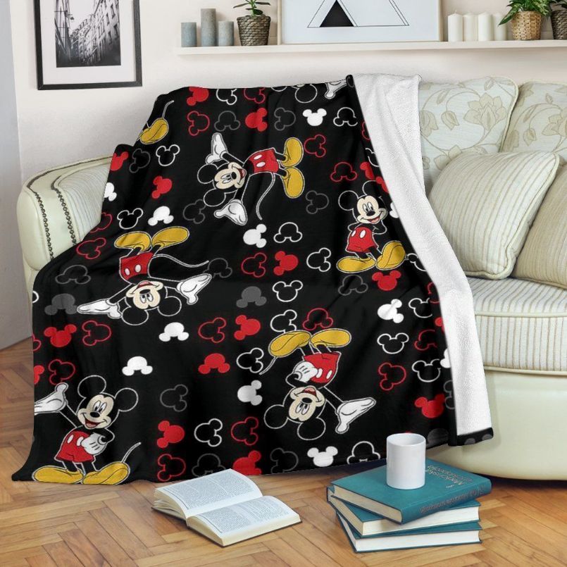 Pattern Mickey Mouse Disney Fleece Blanket Gift For Fan, Quilt Blanket Bedding Set Gift