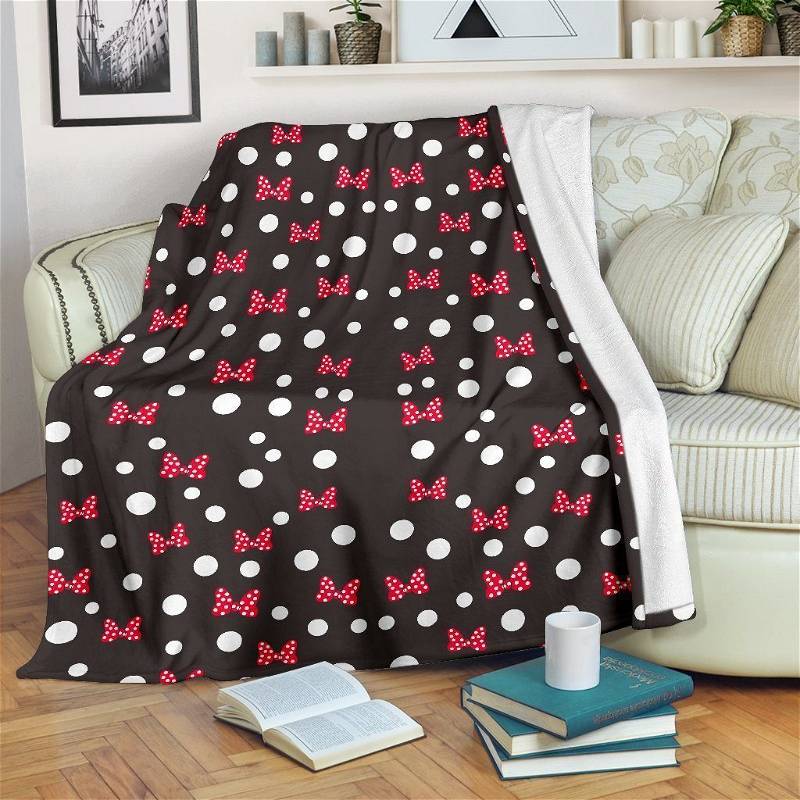 Pattern Minnie Mouse Bow Disney Sherpa Blanket Fleece Blanket Funny Gifts