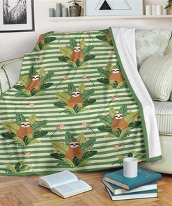 Pattern Sloth Sloth Lover Sherpa Fleece Blanket Gifts for Family, for Couple