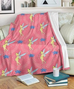 Pattern Tinker Bell Sherpa Fleece Blanket Gifts for Family, for Couple