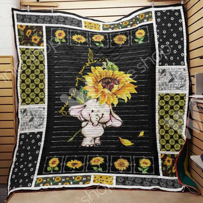 Pattern You Are My Sunshine Sunflower Elephant Quilt Blanket Bedding Set