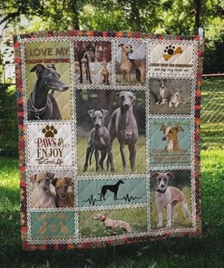 Paws And Enjoy The Good Life Greyhound Quilt Blanket Bedding Set