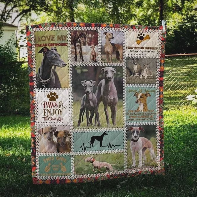 Paws And Enjoy The Good Life Greyhound Quilt Blanket Bedding Set