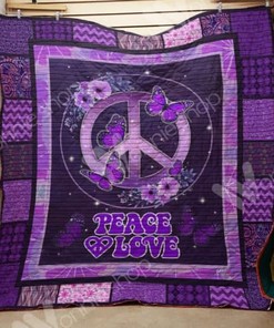 Peace And Purple Hippie Quilt Blanket Bedding Set