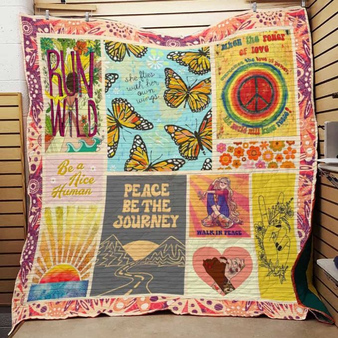 Peace Be The Journey Hippie Quilt Blanket Bedding Set