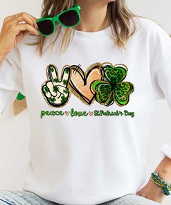 Peace Love Paddy's Day Shirt, Lucky Tshirt, Irish T Shirt, Shamrocks T-Shirt, St. Patricks Day, St. Paddy's Day, Family Matching Gift Tee