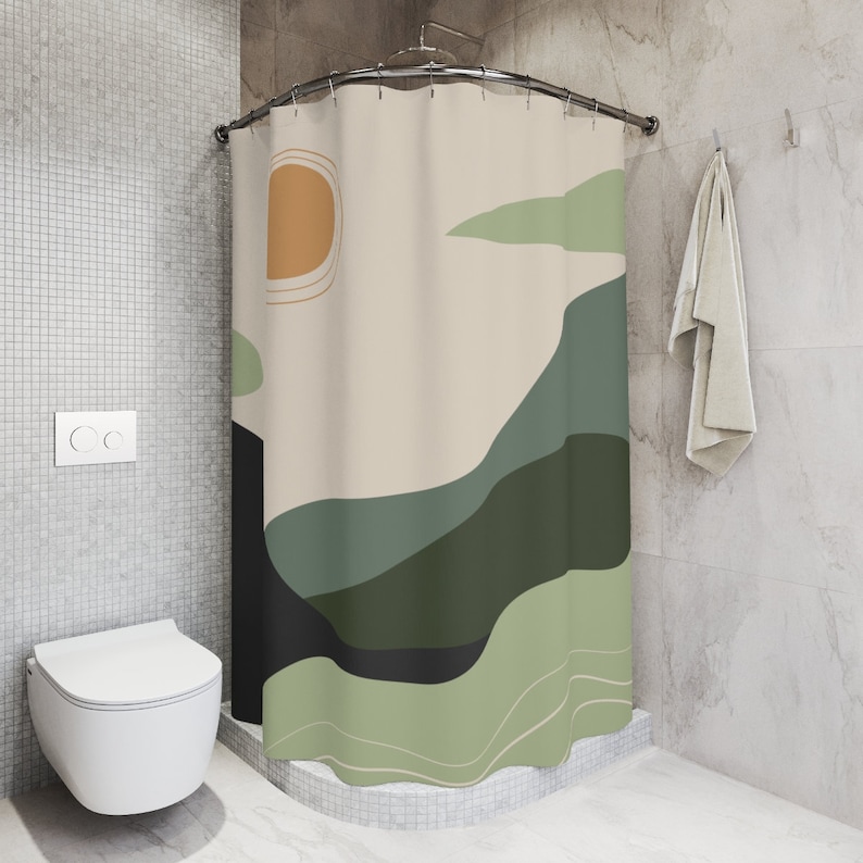 Peaceful Meditation Apartment Bathroom Curtain - Shower Curtain - Image 2