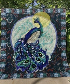 Peacock And Moon Quilt Blanket Bedding Set for Home Décor