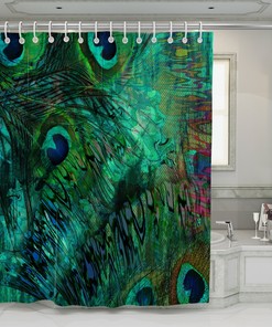 Peacock Feather Abstract Shower Curtain