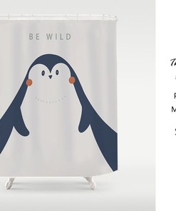 Penguin Shower Curtain, Cute Curtain, Kids Bathroom Decor, Cartoon Shower Curtain