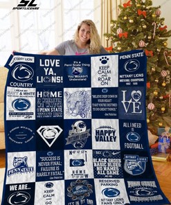 Penn State Nittany Lions Quilt Blanket Bedding Set Ver