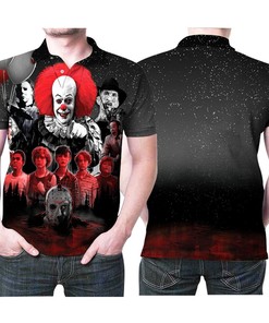 Pennywise Jason Freddy Myers It Horror Movies Halloween 3D All Over Print Polo Shirt
