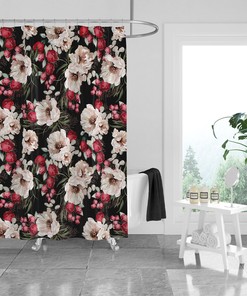 Peony Floral Shower Curtain Optional Towels