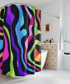 Personalize Your Bathroom Decor With Our Colorful Hippie Abstract Art Shower Curtain Home Decor