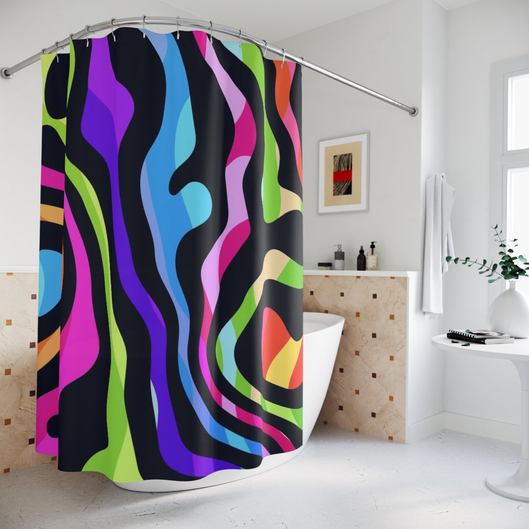 Personalize Your Bathroom Decor With Our Colorful Hippie Abstract Art Shower Curtain Home Decor