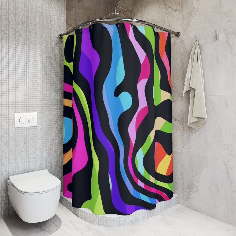 Personalize Your Bathroom Decor With Our Colorful Hippie Abstract Art Shower Curtain Home Decor - Image 2