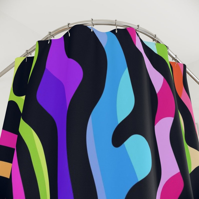 Personalize Your Bathroom Decor With Our Colorful Hippie Abstract Art Shower Curtain Home Decor - Image 3