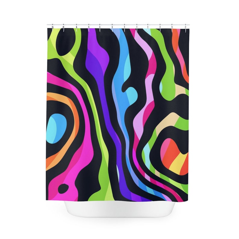 Personalize Your Bathroom Decor With Our Colorful Hippie Abstract Art Shower Curtain Home Decor - Image 4