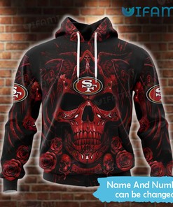 Personalized 49ers Skull Hoodie 3D Roses Death San Francisco 49ers Gift