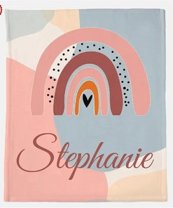 Personalized Abstract Print Boho Art Sherpa Fleece Blanket Gifts for Family, for Couple