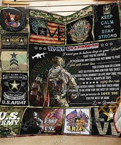 Personalized Army Grandson Bedding Set with Quilt Blanket
