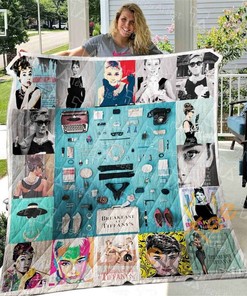Personalized Audrey Hepburn Quilt Blanket Bedding Set with 2 Pillowcases