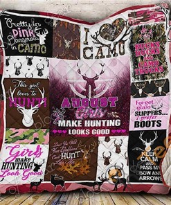 Personalized August Girls Hunting Quilt Blanket Bedding Set for Hunting Lovers