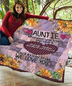 Personalized Auntie Whenever You Touch This Heart Sunflower Blanket For Auntie From Grandkids