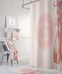 Personalized Ballet Theme Shower Curtain Towels Set