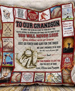 Personalized Baseball Grandson Love Quilt Blanket Bedding Set