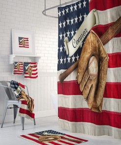 Personalized Baseball Shower Curtain for Bathroom Decor, Home Decor