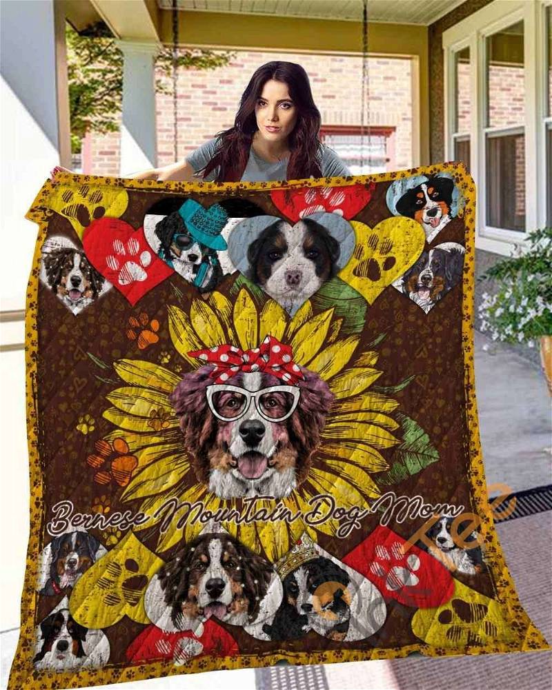 Personalized Bernese Mountain Dog Quilt Blanket Bedding Set