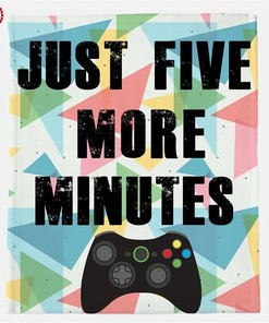 Personalized Blanket Just Five More Minutes Gift For Game Lovers Sherpa Fleece Blanket Gifts for Family, for Couple