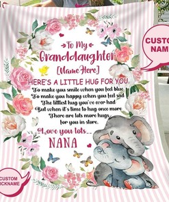 Personalized Blanket To My Granddaughter Hug From Grandma Sherpa Fleece Blanket Gifts for Family, for Couple