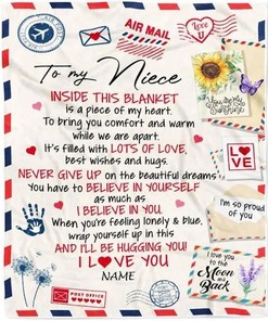 Personalized Blanket To My Niece Blanket From Aunt Auntie Uncle You Are My Sunshine Air Mail Letter Niece Blanket