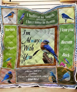 Personalized Blue Bird Quilt And Pillowcase Bedding Set