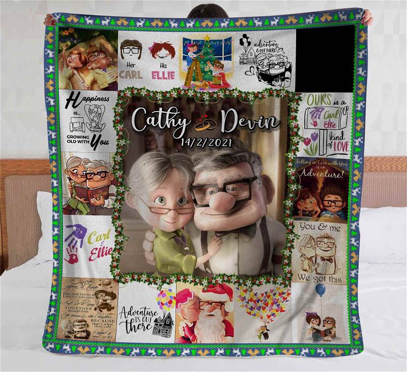 Personalized Carl And Ellie Couple Custom Disney Up Movie Bedding Decor Sherpa Blanket Fleece Blanket Funny Gifts