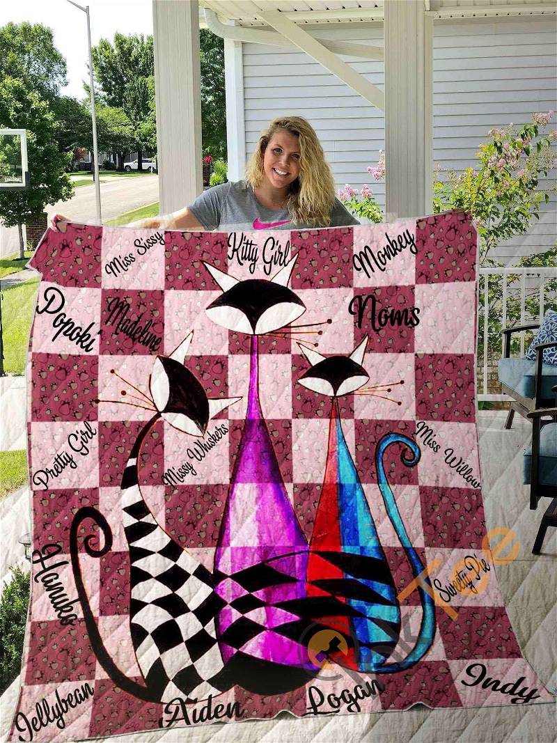 Personalized Cat Lover Quilt Blanket Bedding Set