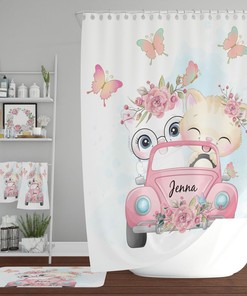 Personalized Cats and Butterflies Shower Curtain and/or Bathroom Set