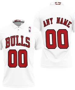 Personalized Chicago Bulls Any Name 00 Throwback 90s White Jersey Inspired Style 3D All Over Print Polo Shirt