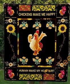 Personalized Chicken Make Me Happy Bedding Set with Quilt Blanket