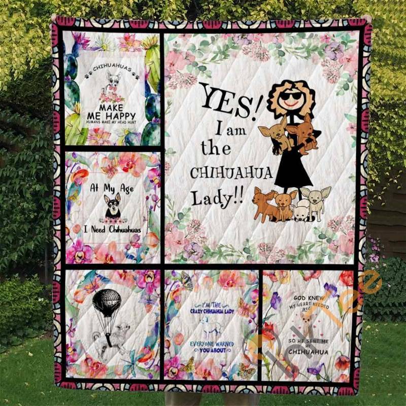 Personalized Chihuahua Lady Quilt Blanket Bedding Set