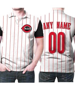 Personalized Cincinnati Reds Majestic 1999 Throwback White Red Striped Jersey Style Inspired 3D All Over Print Polo Shirt