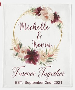 Personalized Couple Name Blanket Anniversary Gift Idea Sherpa Fleece Blanket Gifts for Family, for Couple