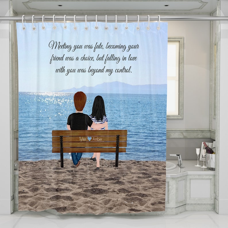 Personalized Couple Shower Curtain With Quote - Image 2