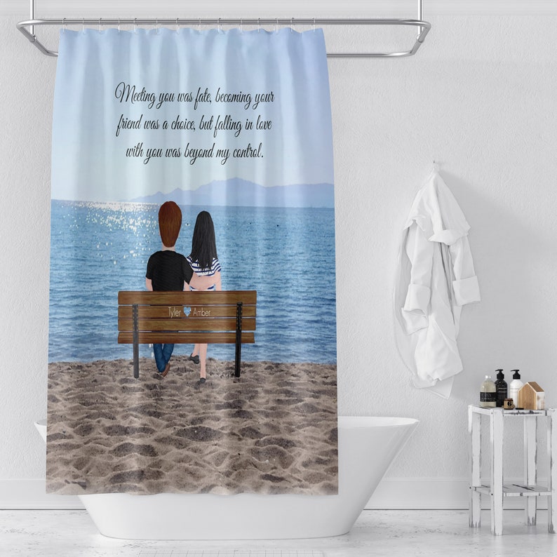 Personalized Couple Shower Curtain With Quote - Image 3