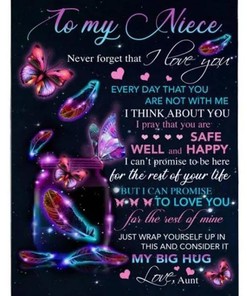 Personalized Customize To My Niece Never Forget I Love You Rest Of Life Big Hug Butterfly From Aunt Blanket