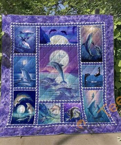 Personalized Dolphin Quilt Blanket Bedding Set with 2 Pillowcases